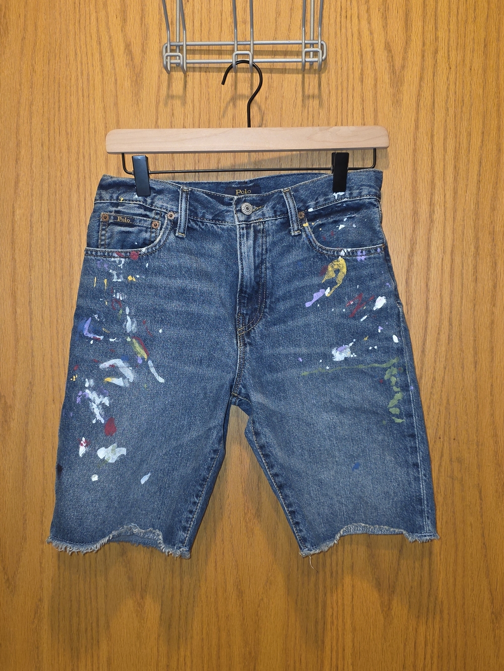 Polo by Ralph Lauren Denim Shorts with Multicolor Paint Splatter - Blue